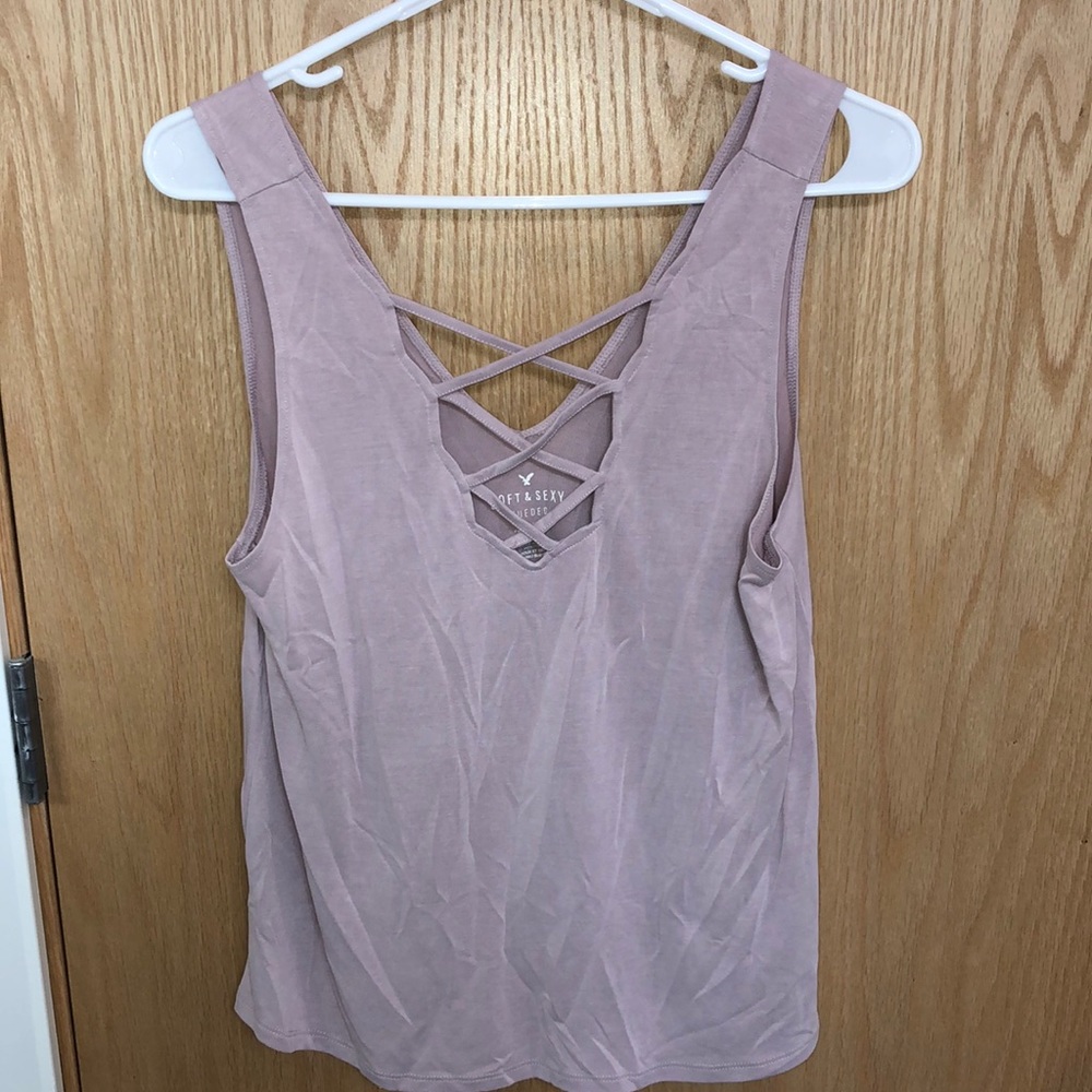 AMERICAN EAGLE soft & sexy sueded scalloped tank